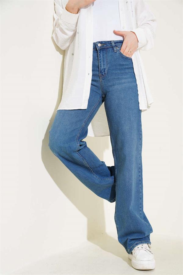 High Waist Palazzo Denim Trousers Tinted