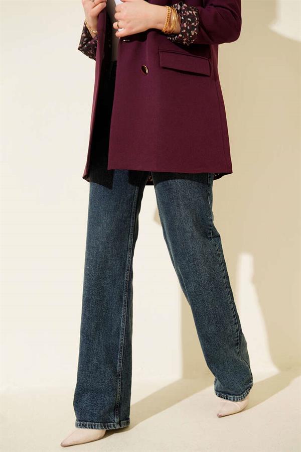 High-Waisted Palazzo Jeans in Green Tint