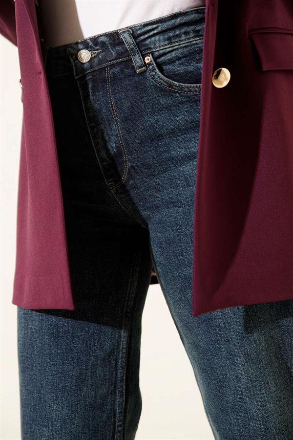 High-Waisted Palazzo Jeans in Green Tint