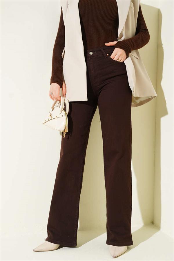 High-Waisted Palazzo Pants in Chestnut