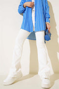 High Waist Bell-bottomed Trousers Ecru