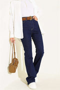High-Waisted Spanish-Style Wide-Leg Trousers, Navy Blue