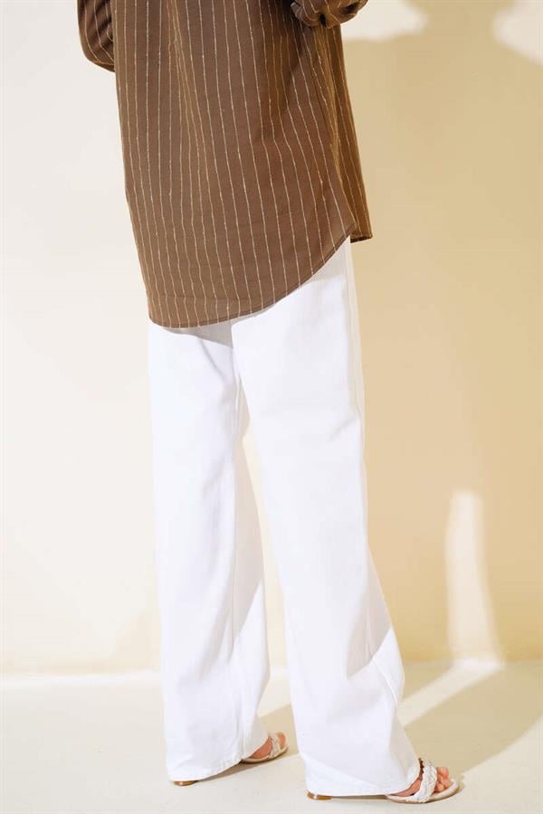  High Waist Palazzo Trousers White