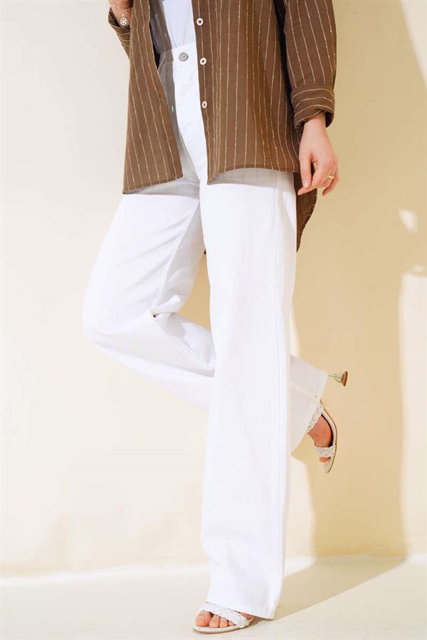  High Waist Palazzo Trousers White