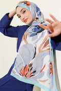 Lily Flower Bamboo Crush Shawl Mint