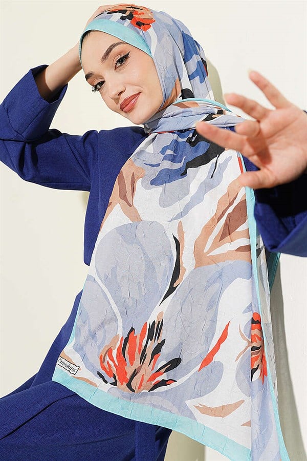 Lily Flower Bamboo Crush Shawl Mint