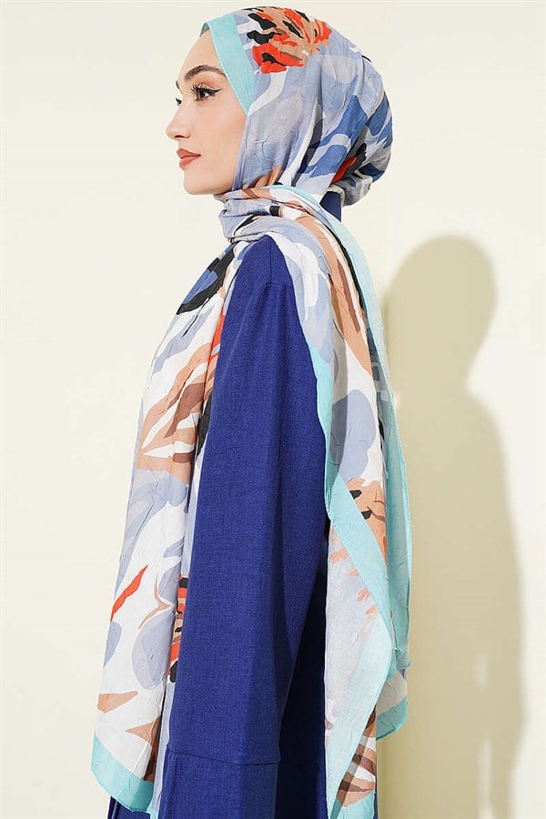Lily Flower Bamboo Crush Shawl Mint