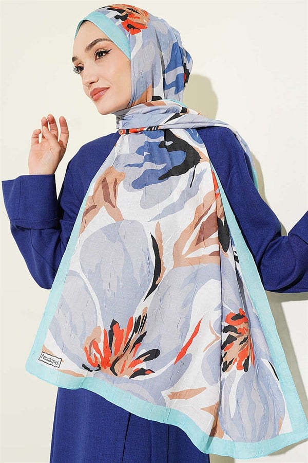 Lily Flower Bamboo Crush Shawl Mint