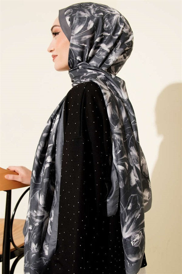 Lily Pattern Soft Shawl, Smoke Grey