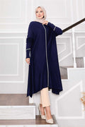 Elegant Glitter Striped Mevlana Knit Tunic in Saxe