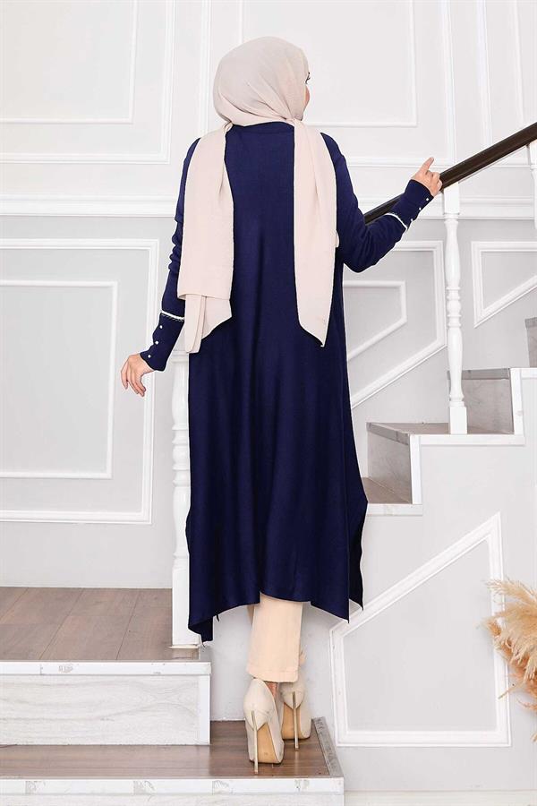 Elegant Glitter Striped Mevlana Knit Tunic in Saxe