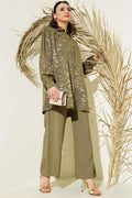 Zebra Pattern Jacquard Tunic 2 Piece Set Khaki