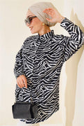 Zebra Pattern Oversize Shirt Black