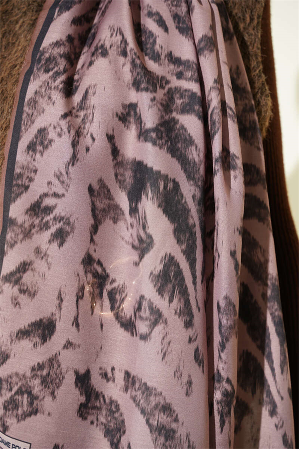 Zebra Pattern Scarf Camel