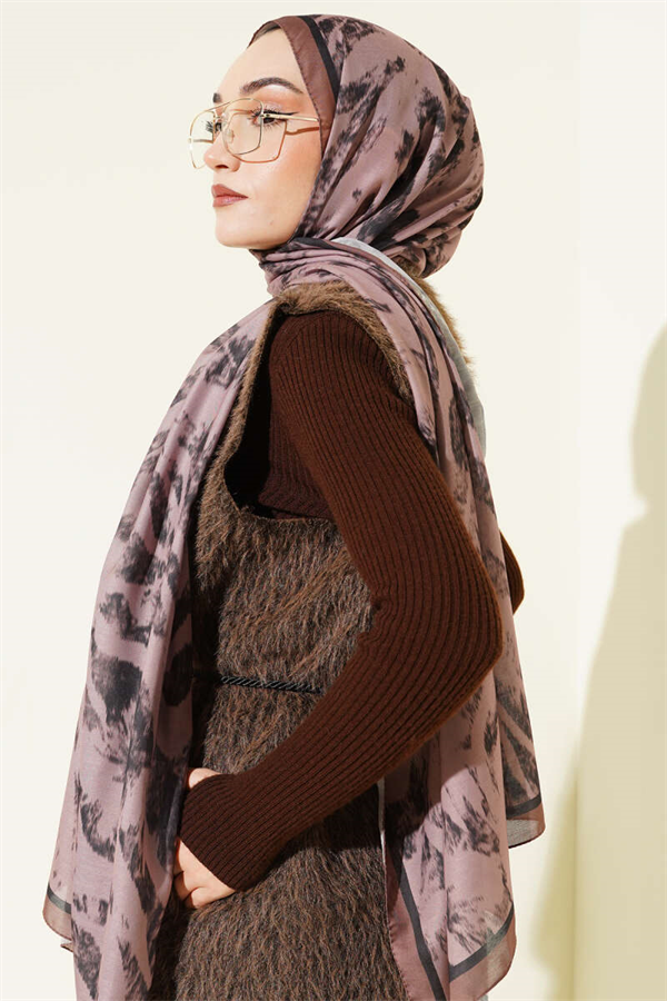 Zebra Pattern Scarf Camel
