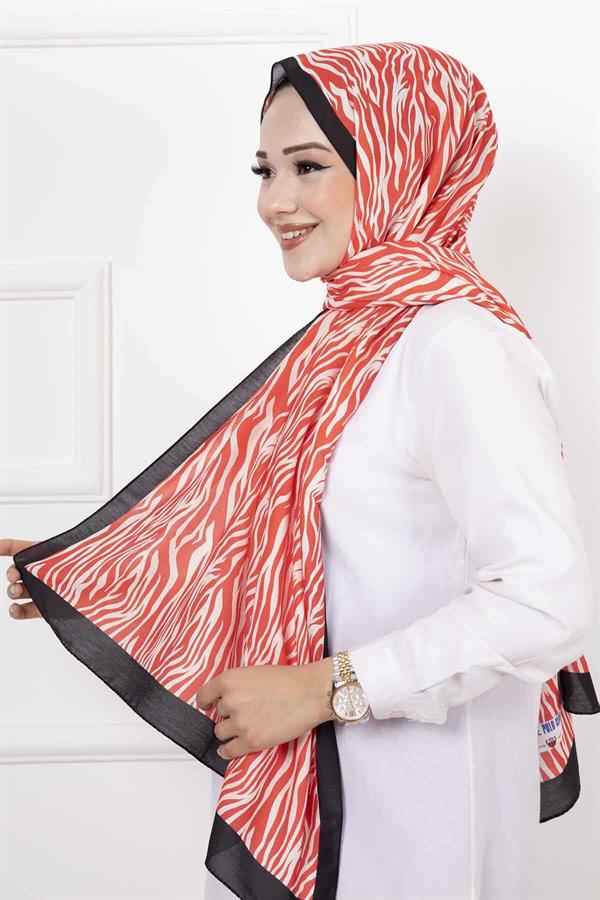 Zebra Patterned Hijab Shawl Red