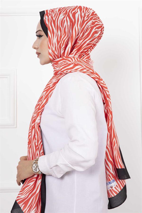 Zebra Patterned Hijab Shawl Red