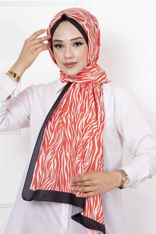 Zebra Patterned Hijab Shawl Red