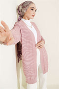 Zebra Patterned Knitted Cardigan, Rose Pink