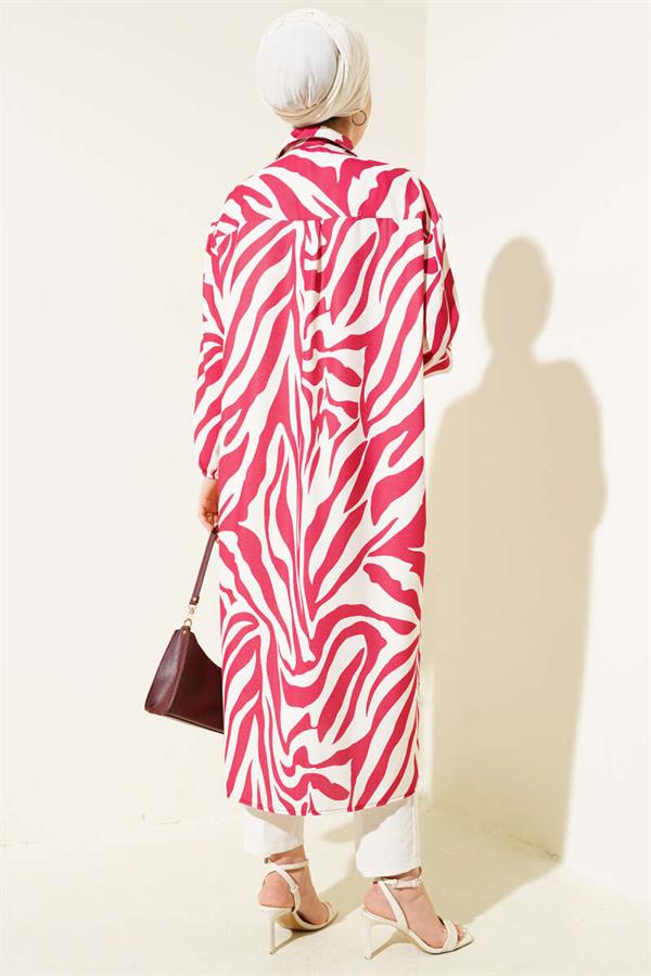 Zebra Patterned Long Shirt Burgundy