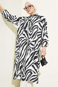 Zebra Patterned Long Shirt Black