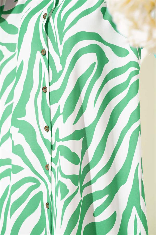 Zebra Patterned Long Shirt Green