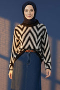 Zigzag Pattern Knitwear Sweater Navy Blue
