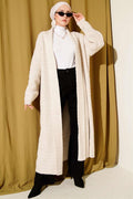 Zigzag Embossed Knitwear Long Cardigan Stone