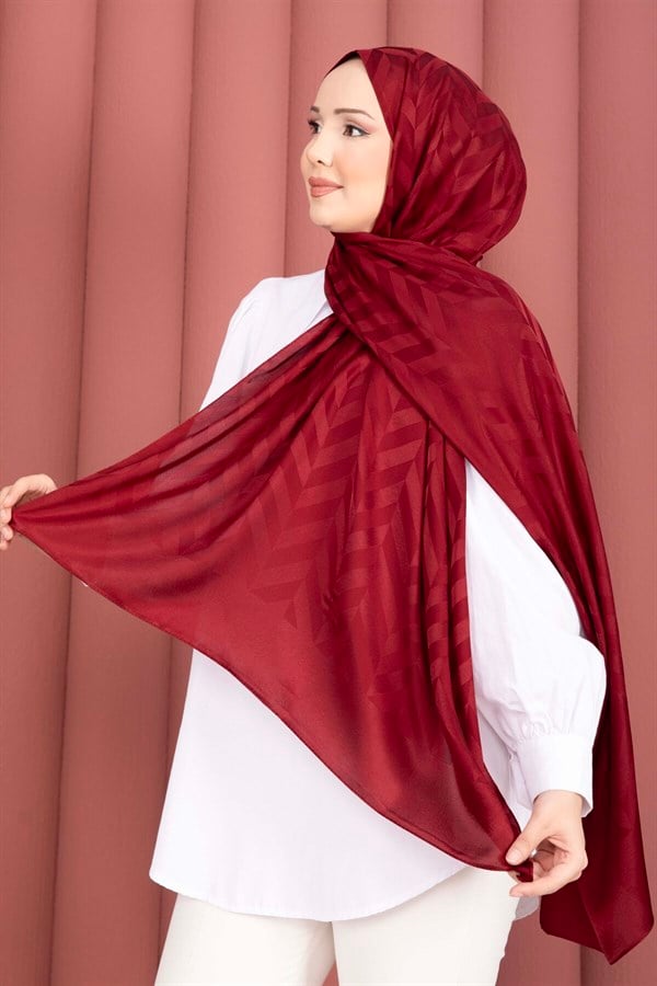 Zigzag Pattern Jacquard Shawl Series Burgundy
