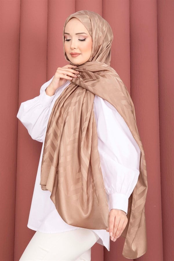 Zigzag Pattern Jacquard Shawl Series Camel