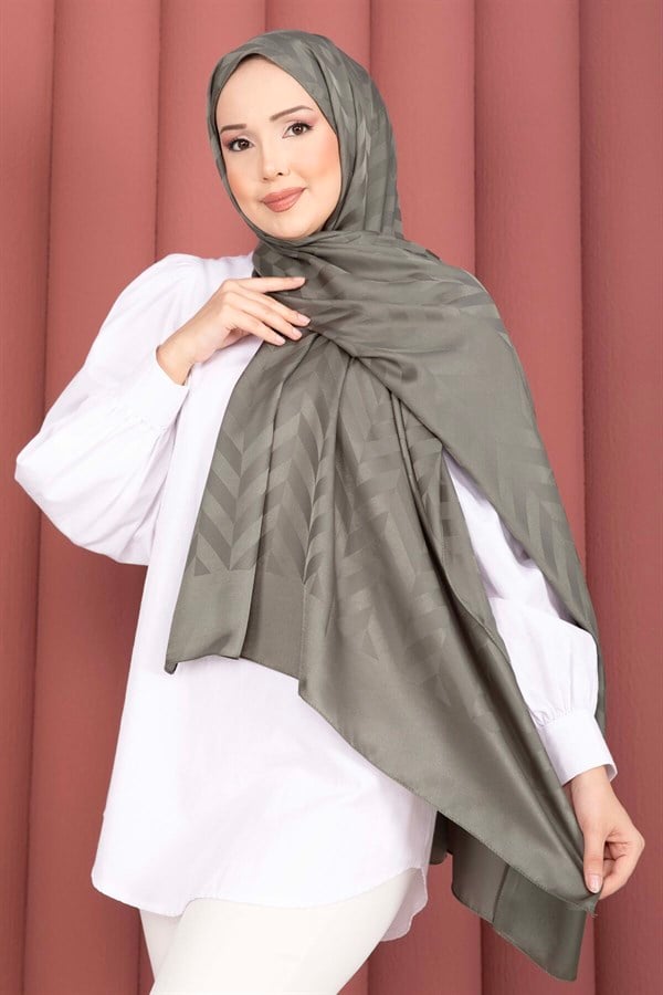 Zigzag Pattern Jacquard Shawl Series Khaki