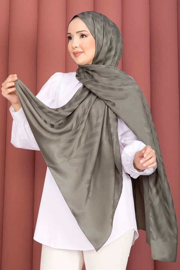 Zigzag Pattern Jacquard Shawl Series Khaki