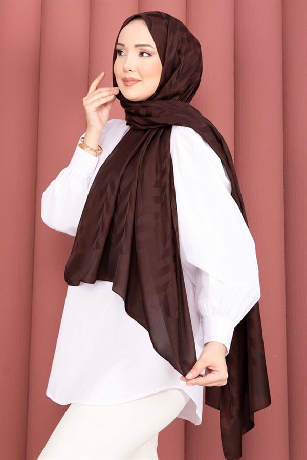 Zigzag Pattern Jacquard Shawl Series Coffee