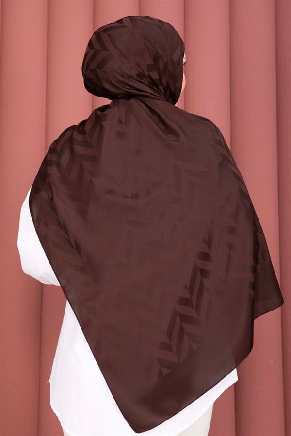 Zigzag Pattern Jacquard Shawl Series Coffee