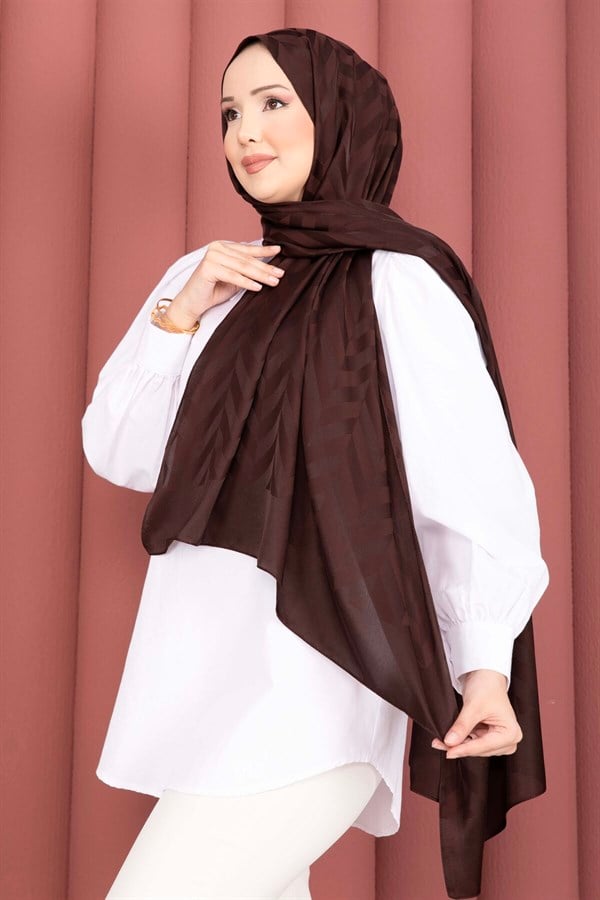 Zigzag Pattern Jacquard Shawl Series Coffee