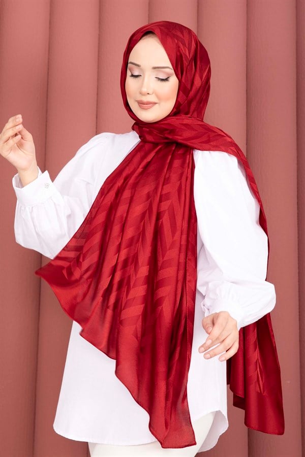Zigzag Pattern Jacquard Shawl Series Red