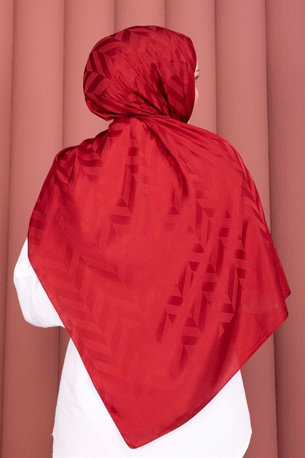 Zigzag Pattern Jacquard Shawl Series Red