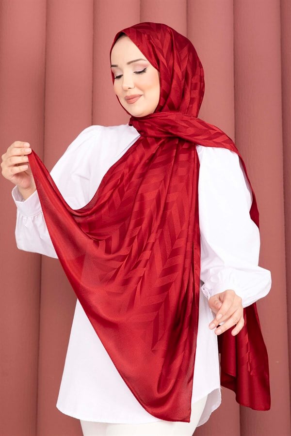 Zigzag Pattern Jacquard Shawl Series Red