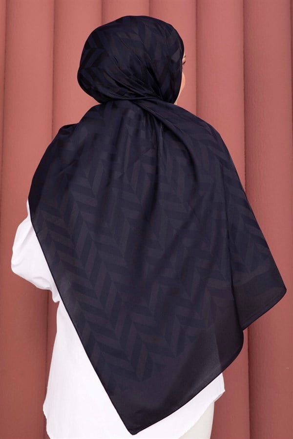 Zigzag Pattern Jacquard Shawl Series Navy Blue