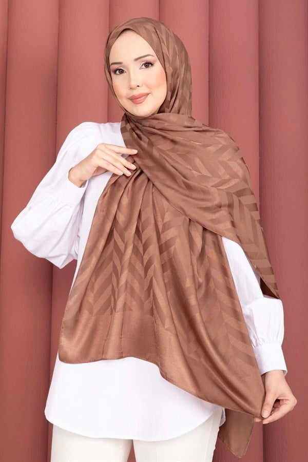 Zigzag Pattern Jacquard Shawl Series Tan