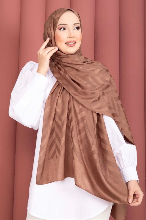 Zigzag Pattern Jacquard Shawl Series Tan