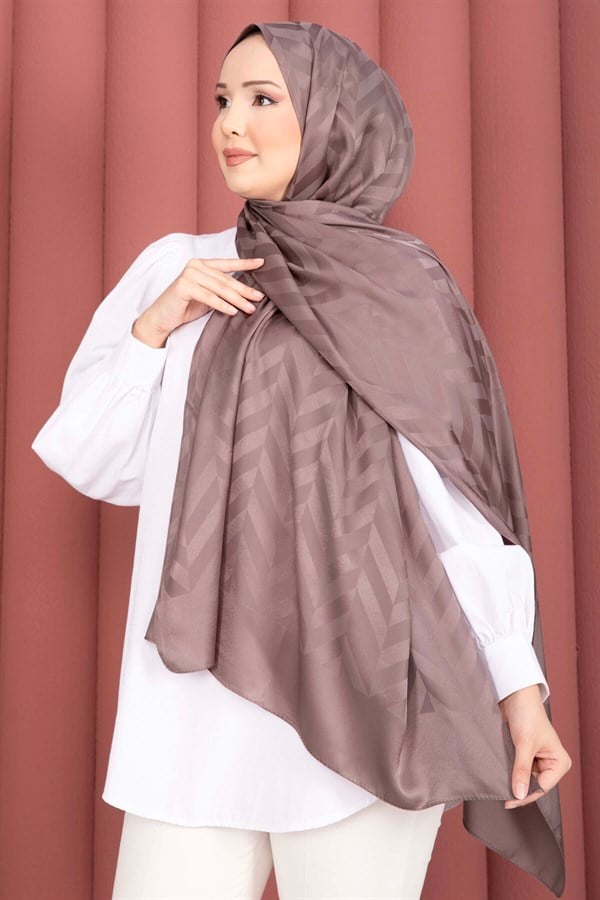 Zigzag Pattern Jacquard Shawl Series Mink