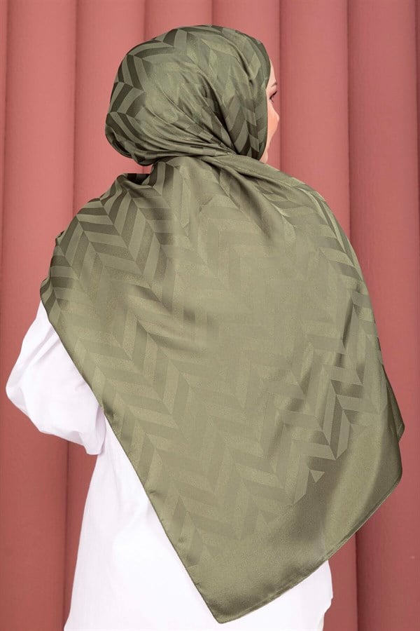 Zigzag Pattern Jacquard Shawl Series Green Olive