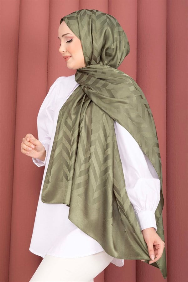 Zigzag Pattern Jacquard Shawl Series Green Olive