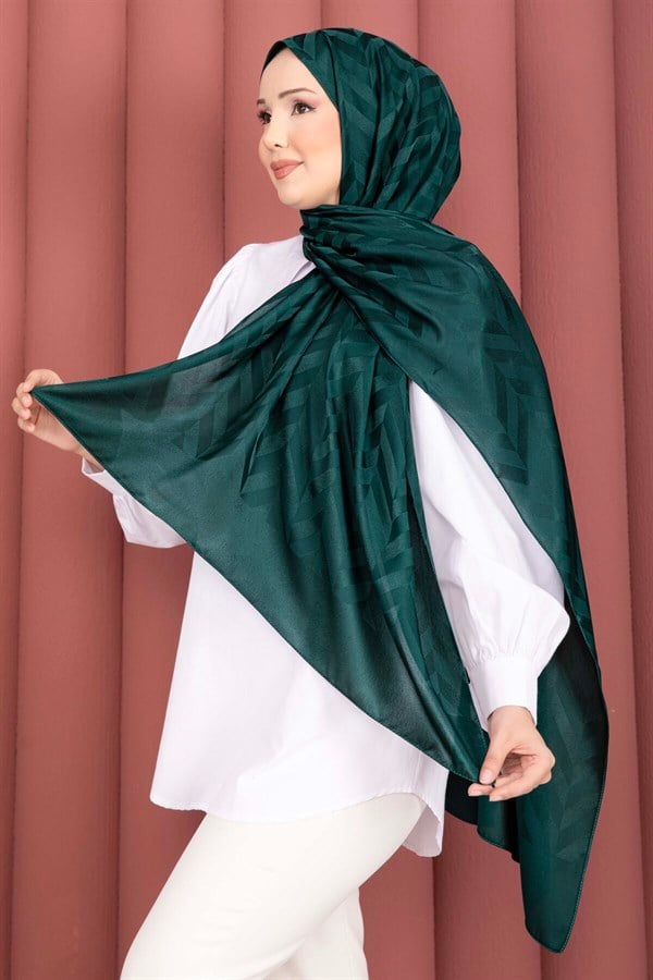 Zigzag Pattern Jacquard Shawl Series Emerald
