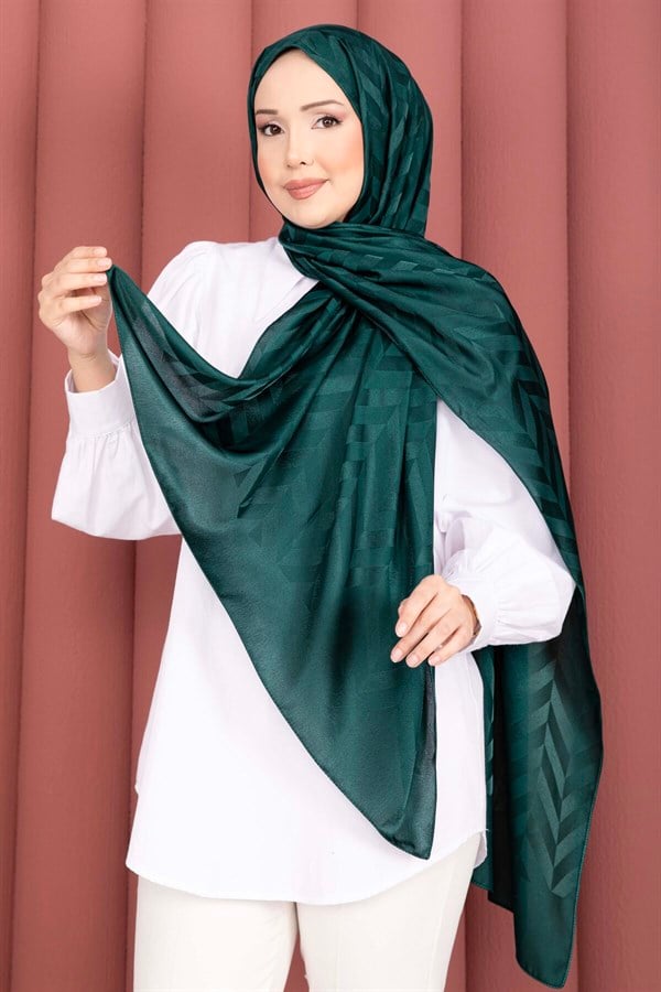 Zigzag Pattern Jacquard Shawl Series Emerald