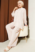 Beige 2 Piece Set with Zigzag Pattern