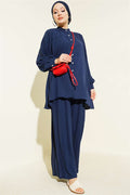 Zigzag Patterned 2 Piece Set, Navy Blue