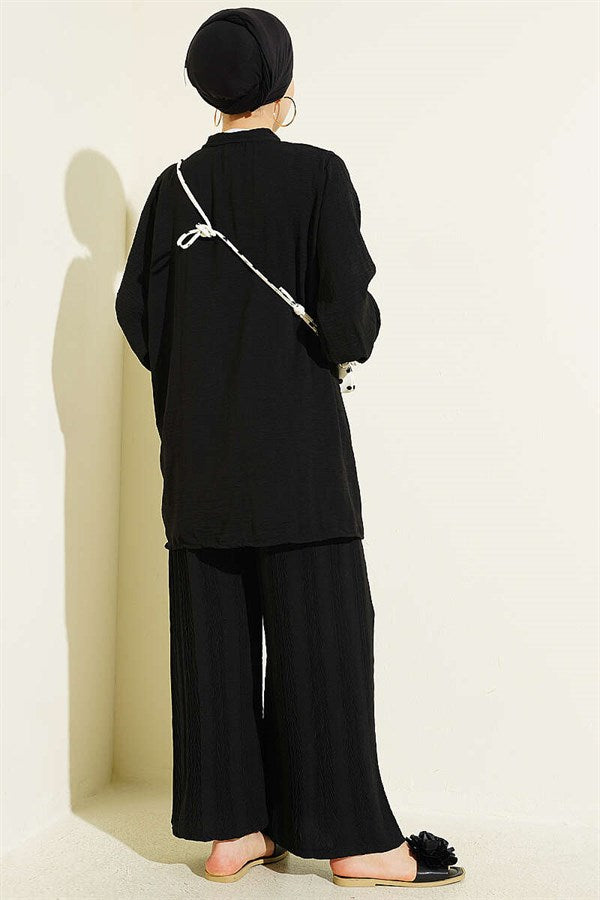 Zigzag Pattern 2 Piece Set, Black