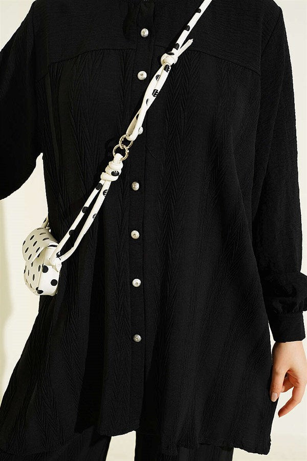Zigzag Pattern 2 Piece Set, Black